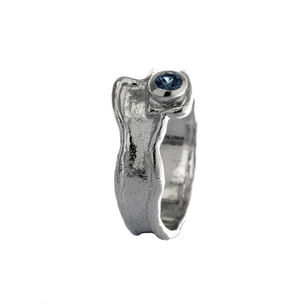 Silver ring with zirconia stone - Swiss Blue Stone