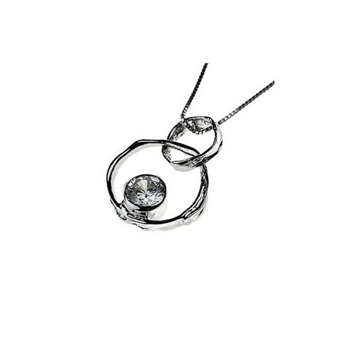 Silver Necklace with white cubic zirconia stone