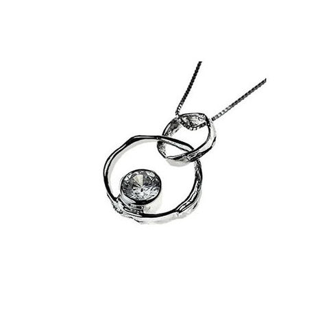 Silver Necklace with white cubic zirconia stone