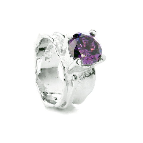 Silver ring with zirconia stone - Purple