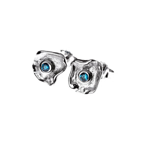 Metal sterling silver earrings with blue zirconia stone