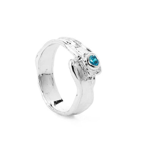 Silver ring with zirconia stone - Swiss Blue Stone