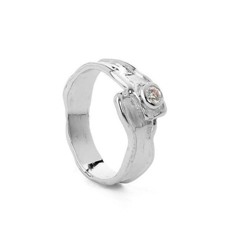 Silver ring with zirconia stone - White stone
