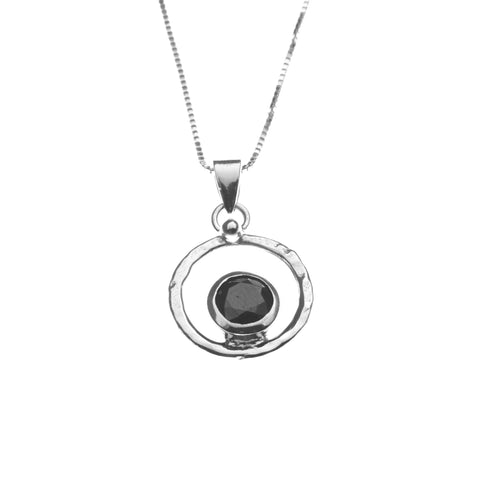 Silver with black zirconia stone