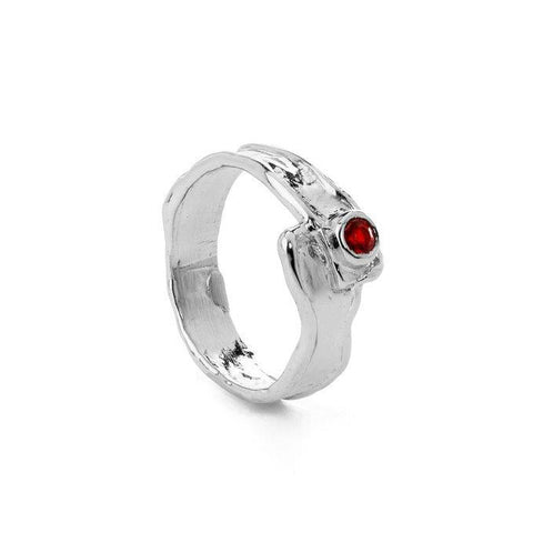 Silver red with zirconia stone