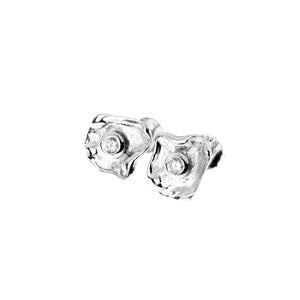 Metal sterling silver earrings with white zirconia stone