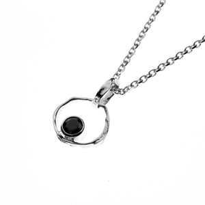 Silver Necklace with black cubic zirconia stone