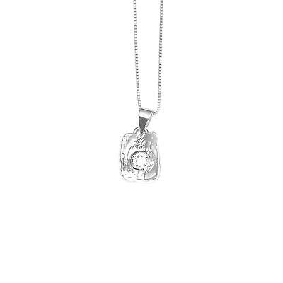 Silver Necklace with white cubic zirconia stone