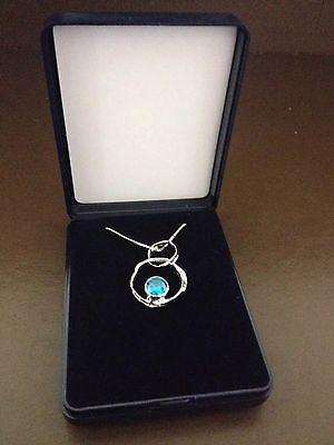 Silver Necklace with blue cubic zirconia stone