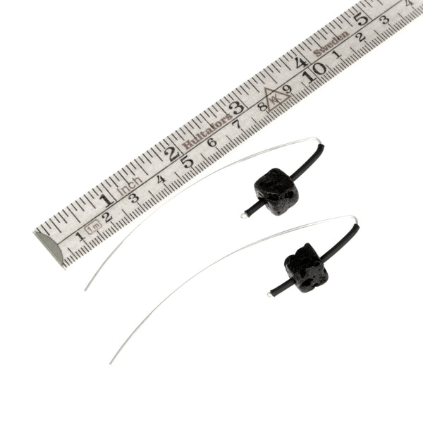 Long Earrings with Icelandic lava stone cube