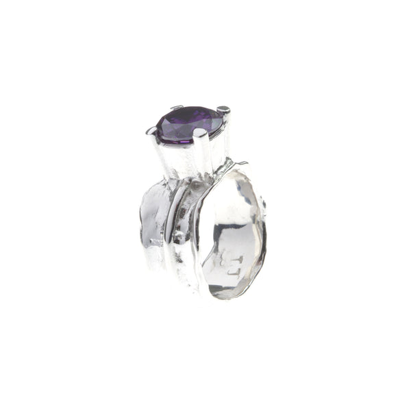 Silver ring with zirconia stone - Purple