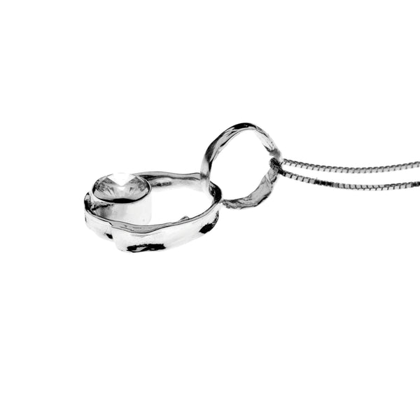 Silver Necklace with white cubic zirconia stone