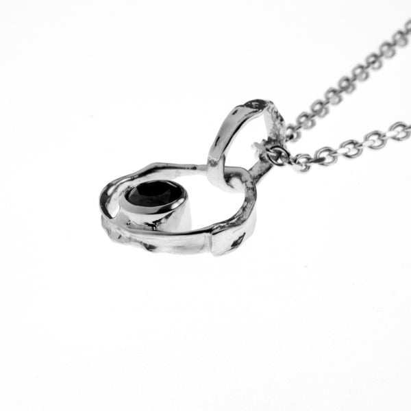 Silver Necklace with black cubic zirconia stone