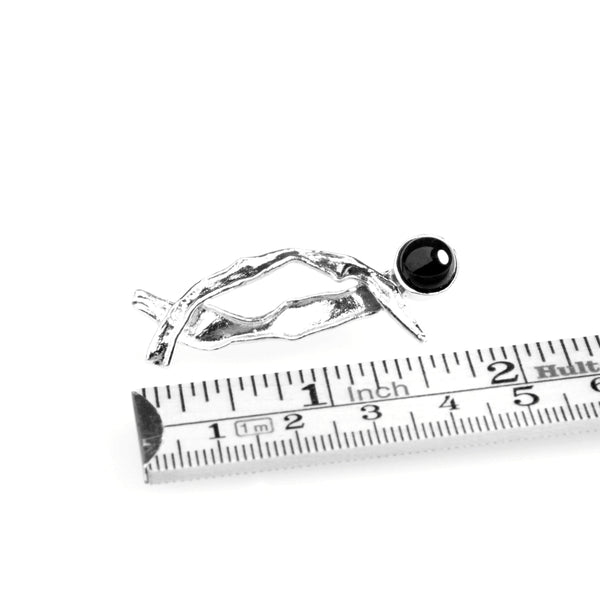 Black lava pearl Brooch