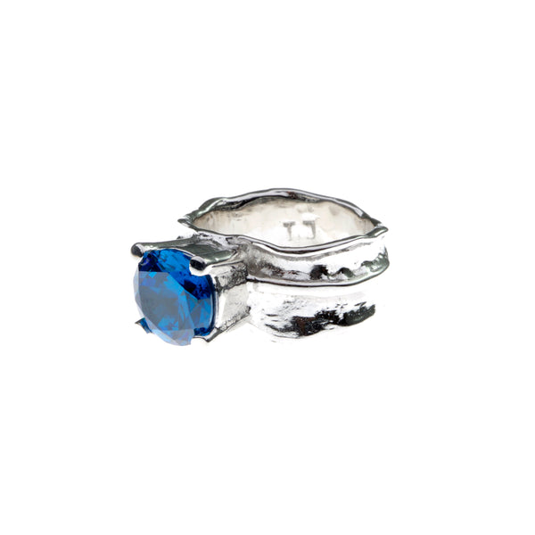 Silver  with zirconia stone - Swiss blue