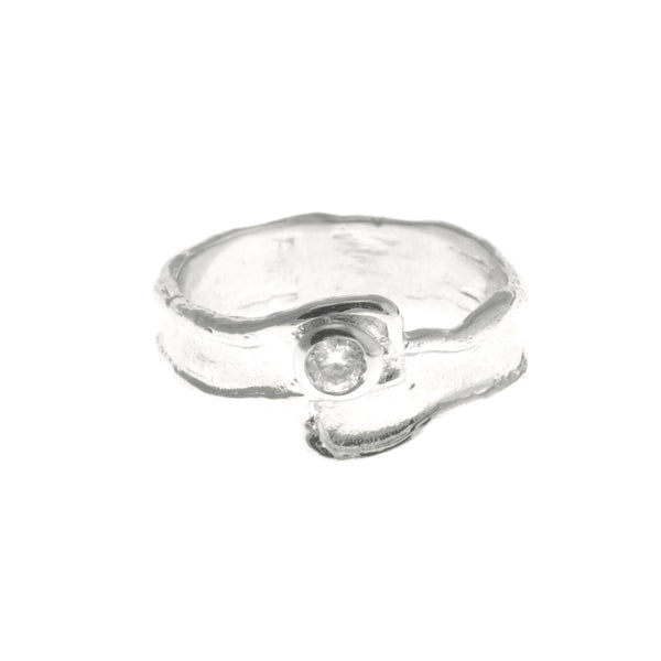 Silver ring with zirconia stone - White stone