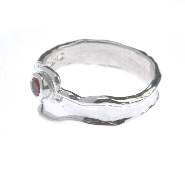 Silver red with zirconia stone
