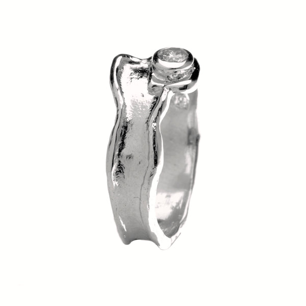 Silver ring with zirconia stone - White stone