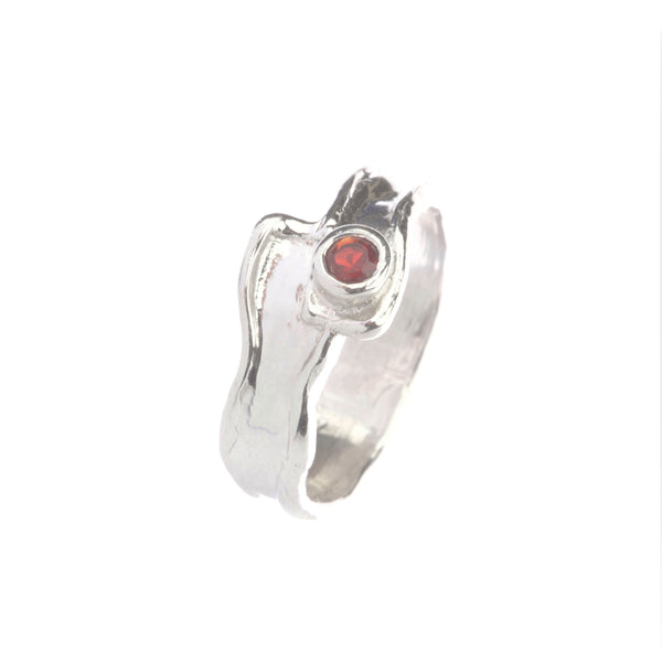 Silver red with zirconia stone