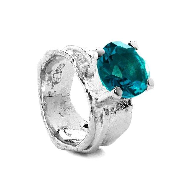 Silver  with zirconia stone - Swiss blue