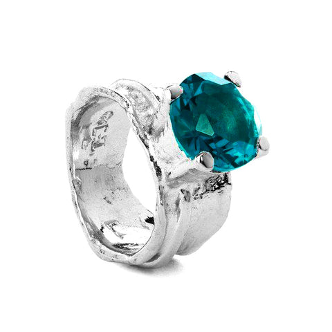 Silver  with zirconia stone - Swiss blue