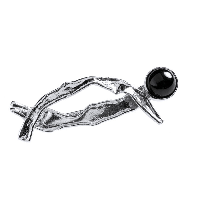 Black lava pearl Brooch