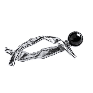 Black lava pearl Brooch