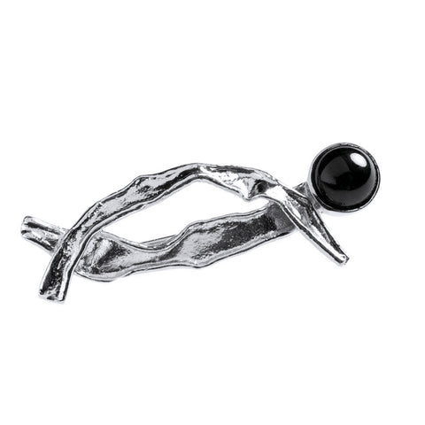 Black lava pearl Brooch