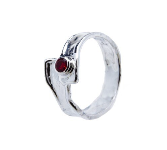 Silver red with zirconia stone