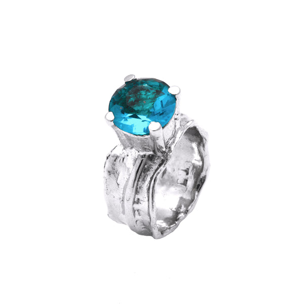 Silver  with zirconia stone - Swiss blue